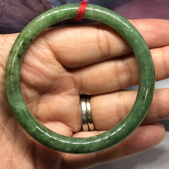 Dark green thin jade bangle 58.2mm